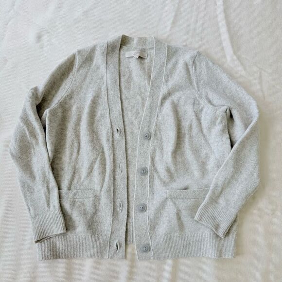 Ann Taylor LOFT Womens Petite Sweater Cardigan Longsleeve Grey Pockets MP - Picture 1 of 3